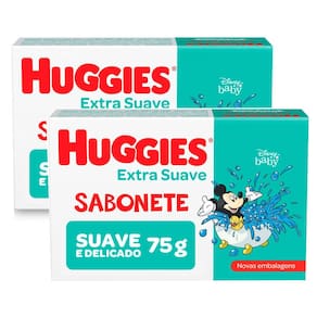 Kit 2 Sabonete Infantil em Barra Huggies Extra Suave 75g