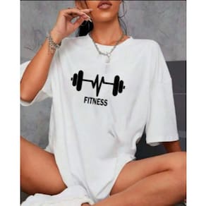 Camisetao Feminina Oversized Longa Algodão Academia Halters Treino Branca