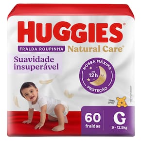 Fralda Roupinha Huggies Natural Care Tamanho G Pacote Hiper 60 Unidades Descartáveis