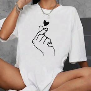 Camiseta Oversized Feminina Mão Coreana Dorama 100% Algodão Larga Branca