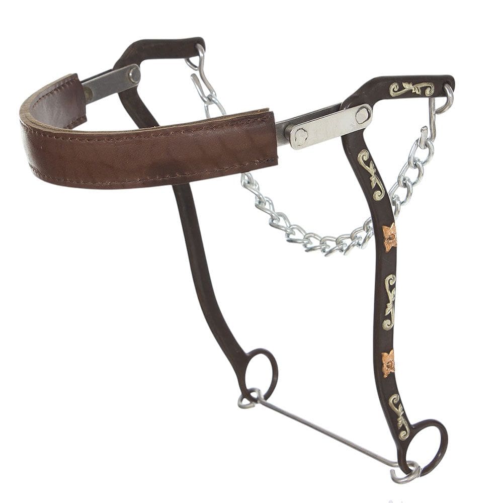 Freio Flat Leather Noseband Hackmore Floral Boots Horse 38170