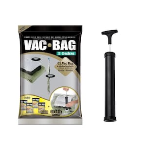 Saco a Vacuo Plastico Vac Bag e Bomba de Sucção Kit 4un
