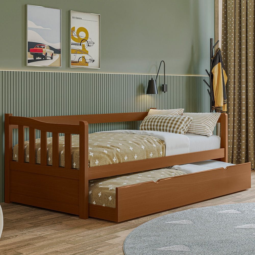 Sofá Cama Merk De Madeira Com Cama Auxiliar De Solteiro