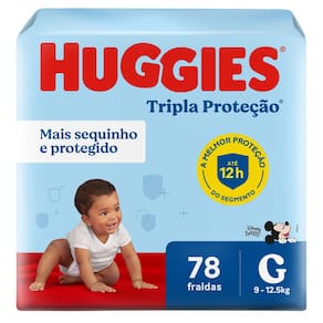 Fralda Huggies Tripla Proteção Tamanho G Pacote Hiper 78 Fraldas Descartáveis