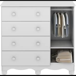 Quarto Bebe Berço e Cômoda MDF Dorabelly BenDyte + Colchão