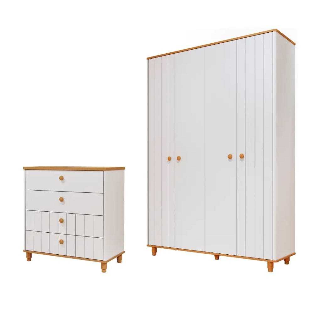 Quarto Bebe Guarda Roupa e Cômoda MDF Dorabelly Cake