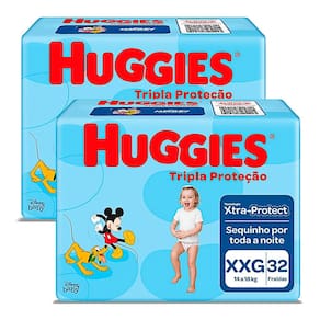Kit 2 Fralda Huggies Tripla Proteção Tamanho XXG Pacote Mega com 32 Unidades cada