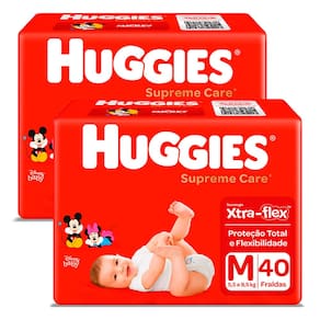 Kit 2 Fralda Huggies Supreme Care Tamanho M com 40 Unidades cada