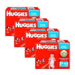 Kit 4 Fralda Huggies Supreme Care Tamanho P 48 Fraldas Descartáveis cada