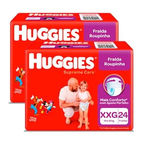 Kit de Fralda Roupinha Huggies Supreme Care Tamanho XXG 48 Unidades