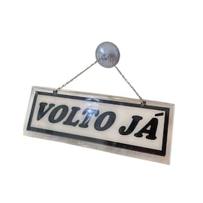 Placa Aberto/Volto Já Acrílico - 210mm x 70mm