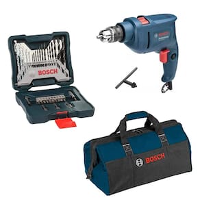 Furadeira De Impacto 220V Metal + Kit Brocas E Bolsa Bosch 450W Gsb Azul