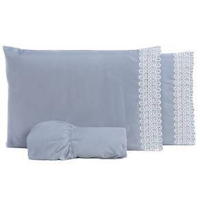 Jogo De Cama King 03Pçs Percal Liso 200 Fios Cinza