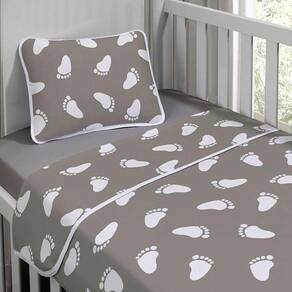 Jogo De Cama Malha Tecebem Baby Mia 3 Pçs Cinza