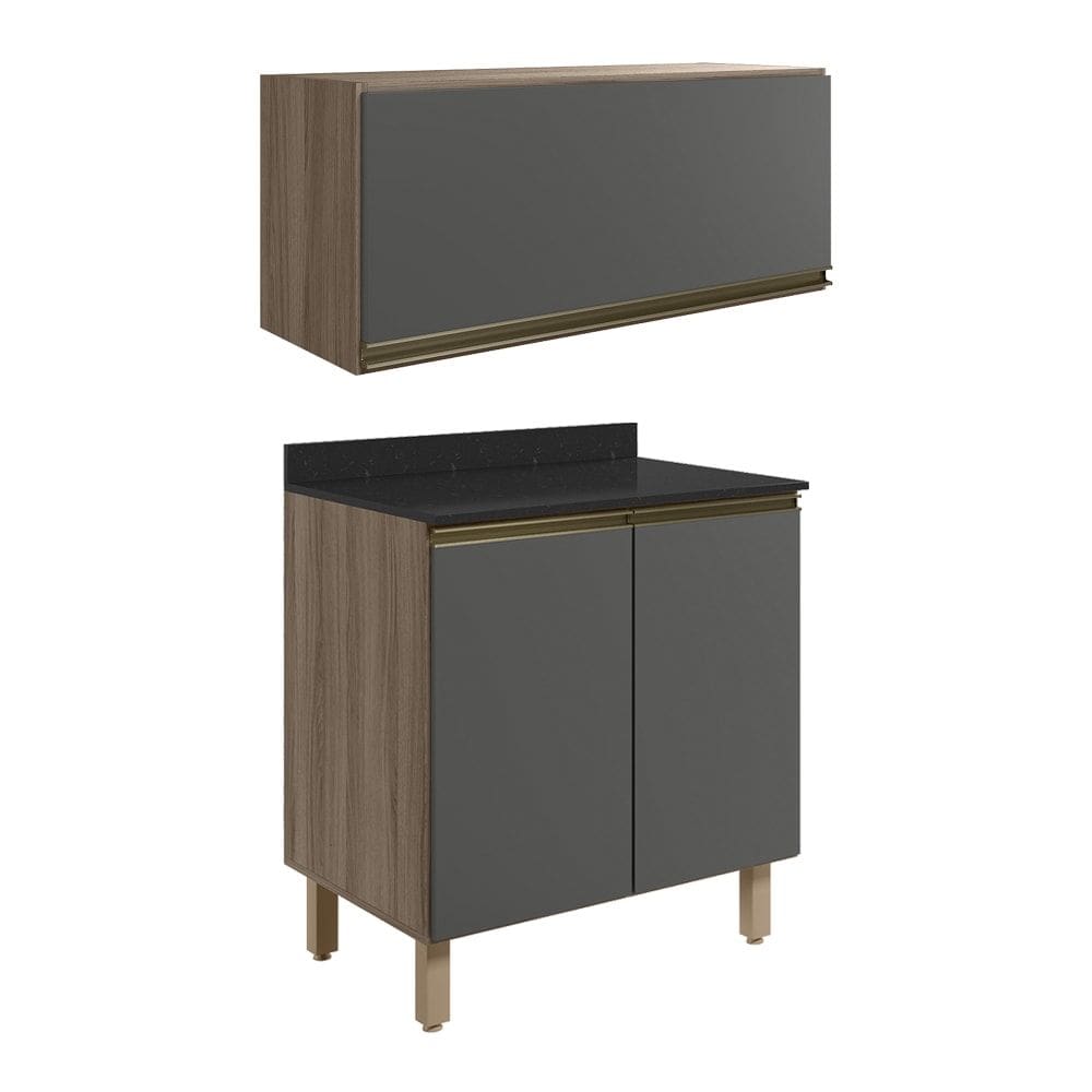 Armario Aereo E Balcao MDF 70cm Kali Carvalho Toq Chumb0 Nicioli