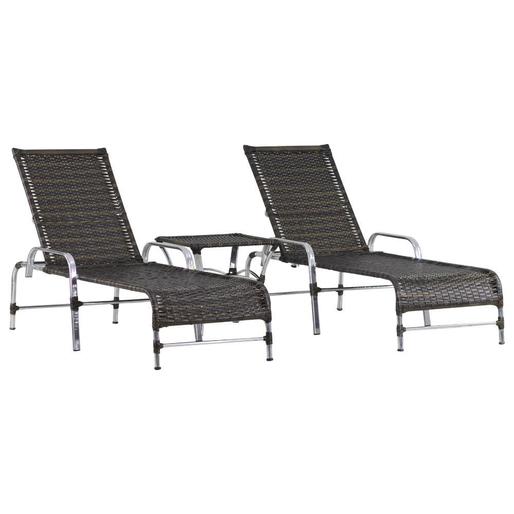 2 Espreguiçadeiras E Mesa Em Alumínio - Piscina, Jardim