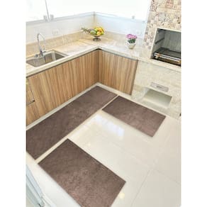 Kit Cozinha 3 pçs Classic Tapete Passadeira Shaggy Antider.