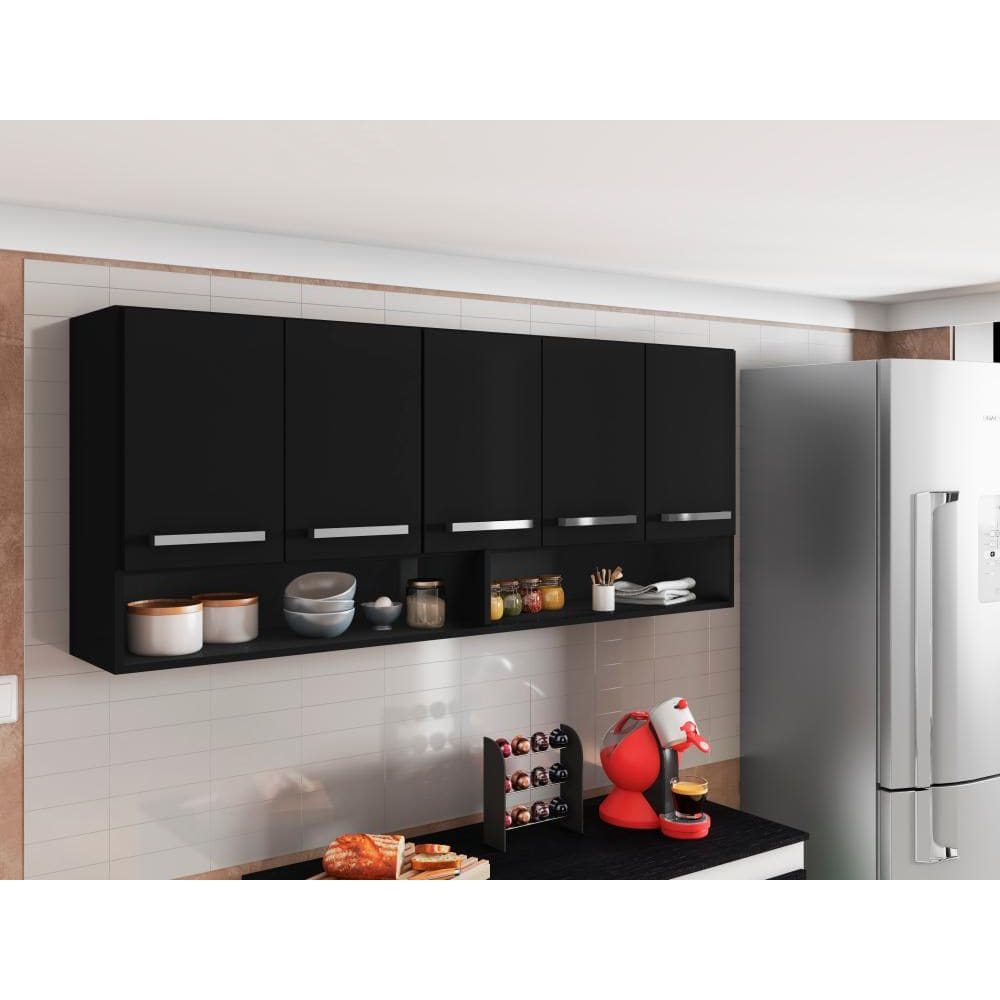 Armario Aereo para Casa 4 Portas Preto Filipinas Bela Casa