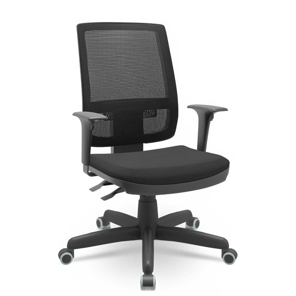 Cadeira Presidente Brizza Poliester Preto Backplax - Plaxmetal