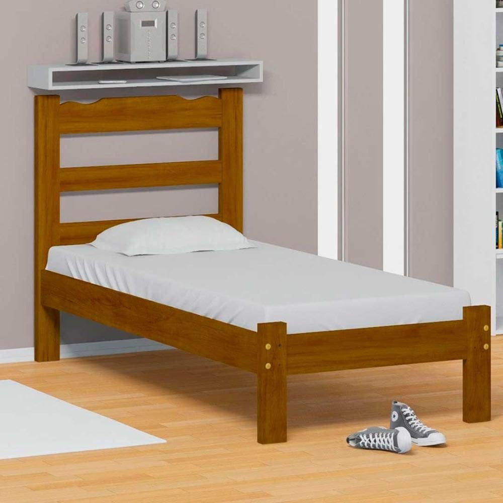 Cama Solteiro Com Colchão Castor 100% Madeira Maciça Shop JM