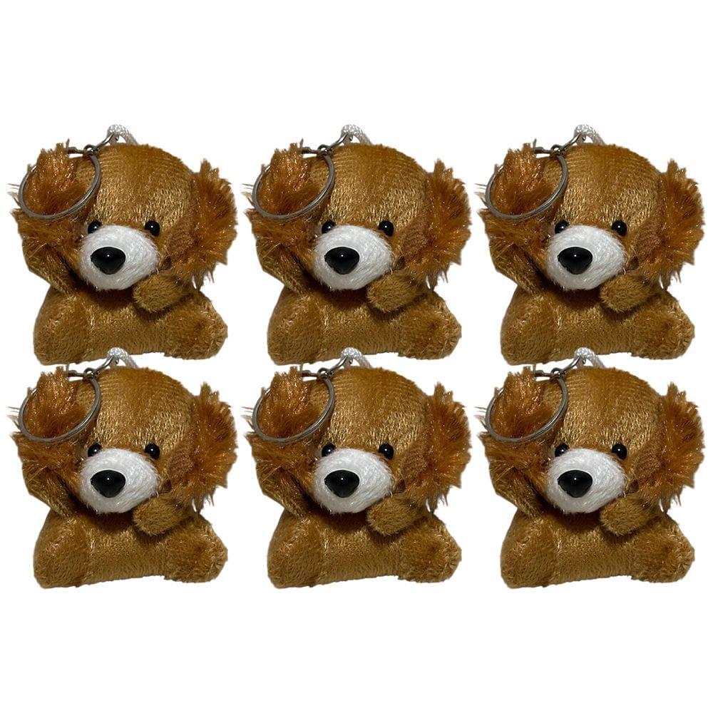 Kit 6 Mini Cachorro De Pelucia Cesta Lembrancinha Chaveiro - 6cm