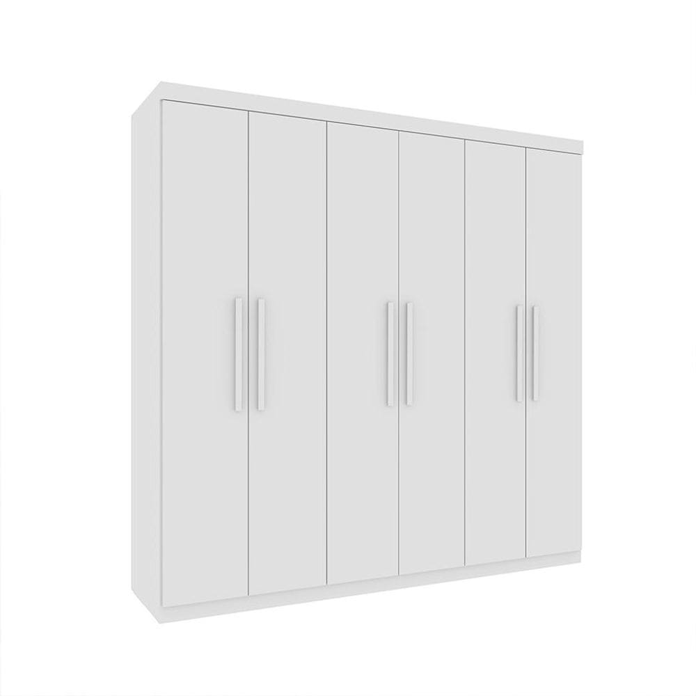 Guarda-Roupa Casal Paradiso sem Pés 6 Portas 4 Gavetas Neve 219 cm