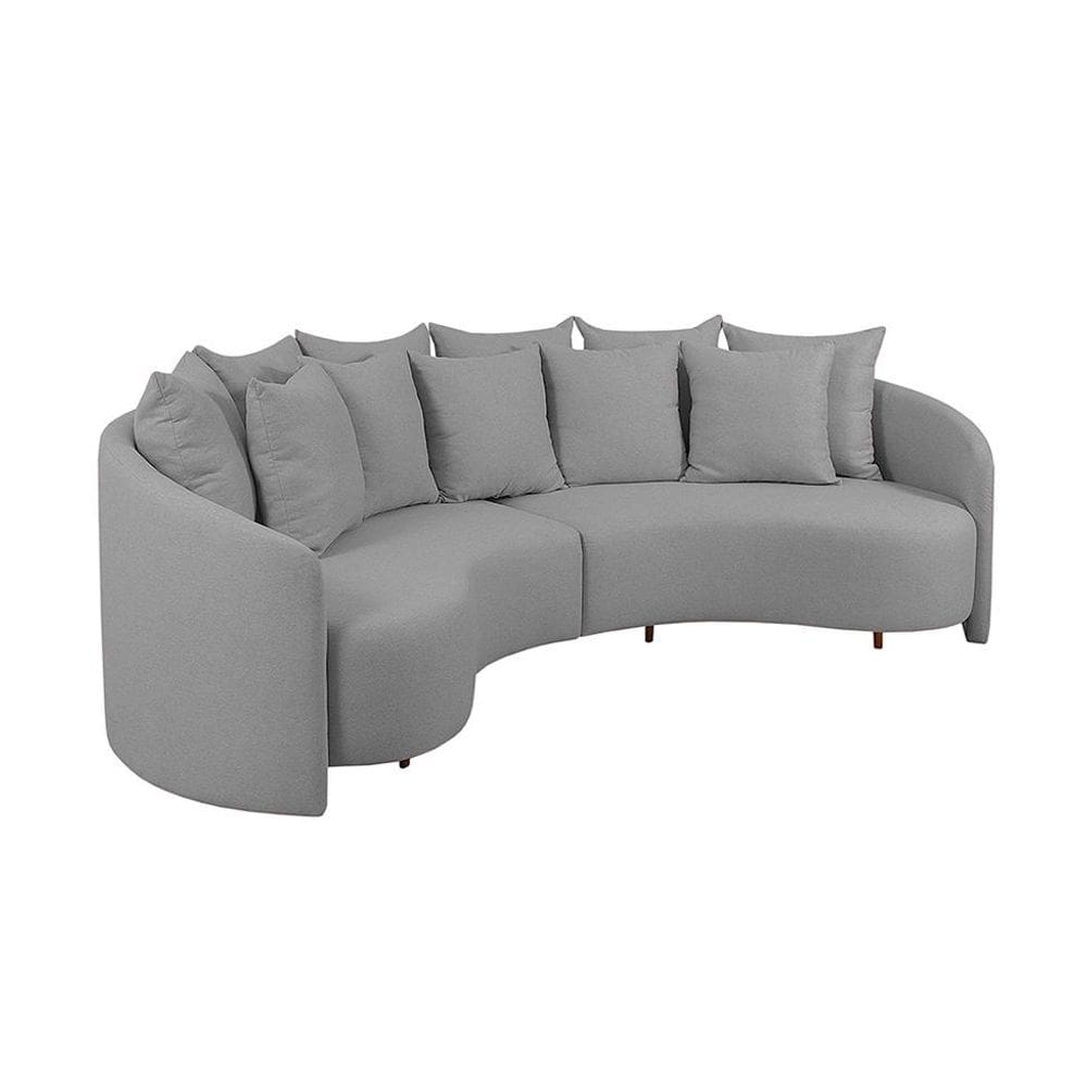 Sofá 4 Lugares Amêndoa Linho Cinza 250 cm
