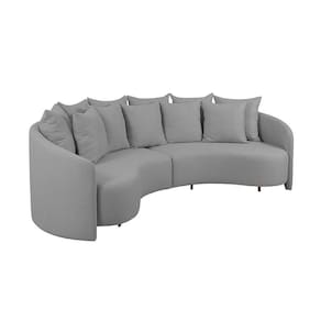 Sofá 4 Lugares Amêndoa Linho Cinza 250 cm