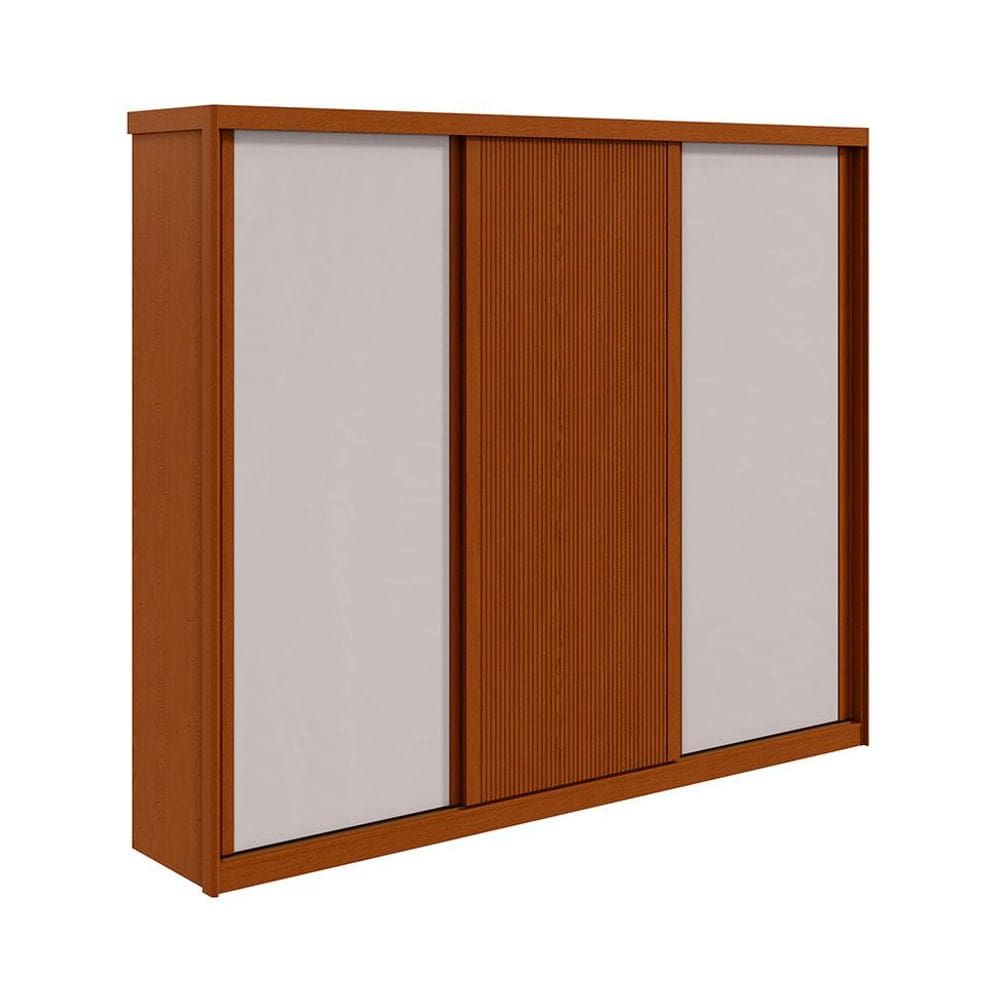 Guarda-Roupa Casal Ollie sem Pés 3 Portas 6 Gavetas Frassino e Off White