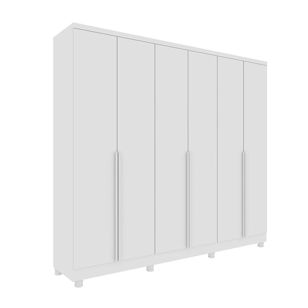 Guarda-Roupa Casal Paradiso com Pés 6 Portas 4 Gavetas Neve 270 cm