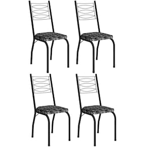 Kit 4 Cadeiras Aço Carbono Tubular Metálica Acabamento D-25 Luana