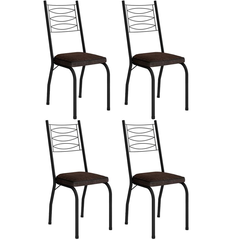 Kit 4 Cadeiras Aço Carbono Tubular Metálica Acabamento D-25 Luana