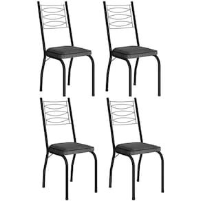 Kit 4 Cadeiras Aço Carbono Tubular Metálica Acabamento D-25 Luana