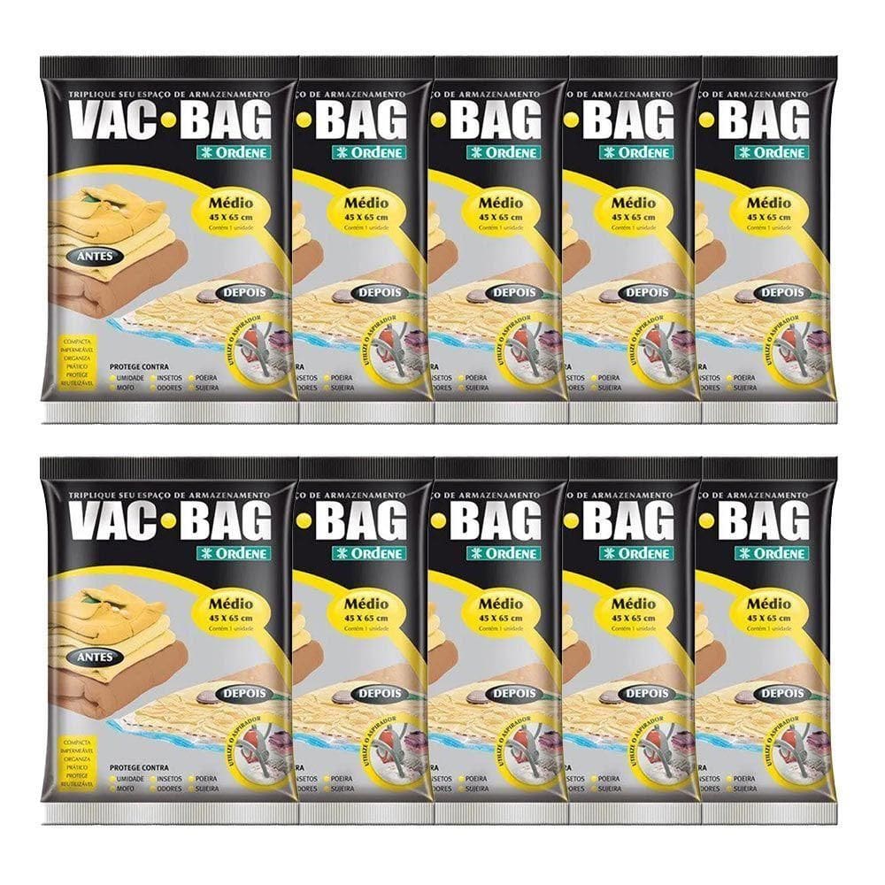 10 Saco A Vácuo Médio Organizador Roupa Vac Bag 45x65 Ordene