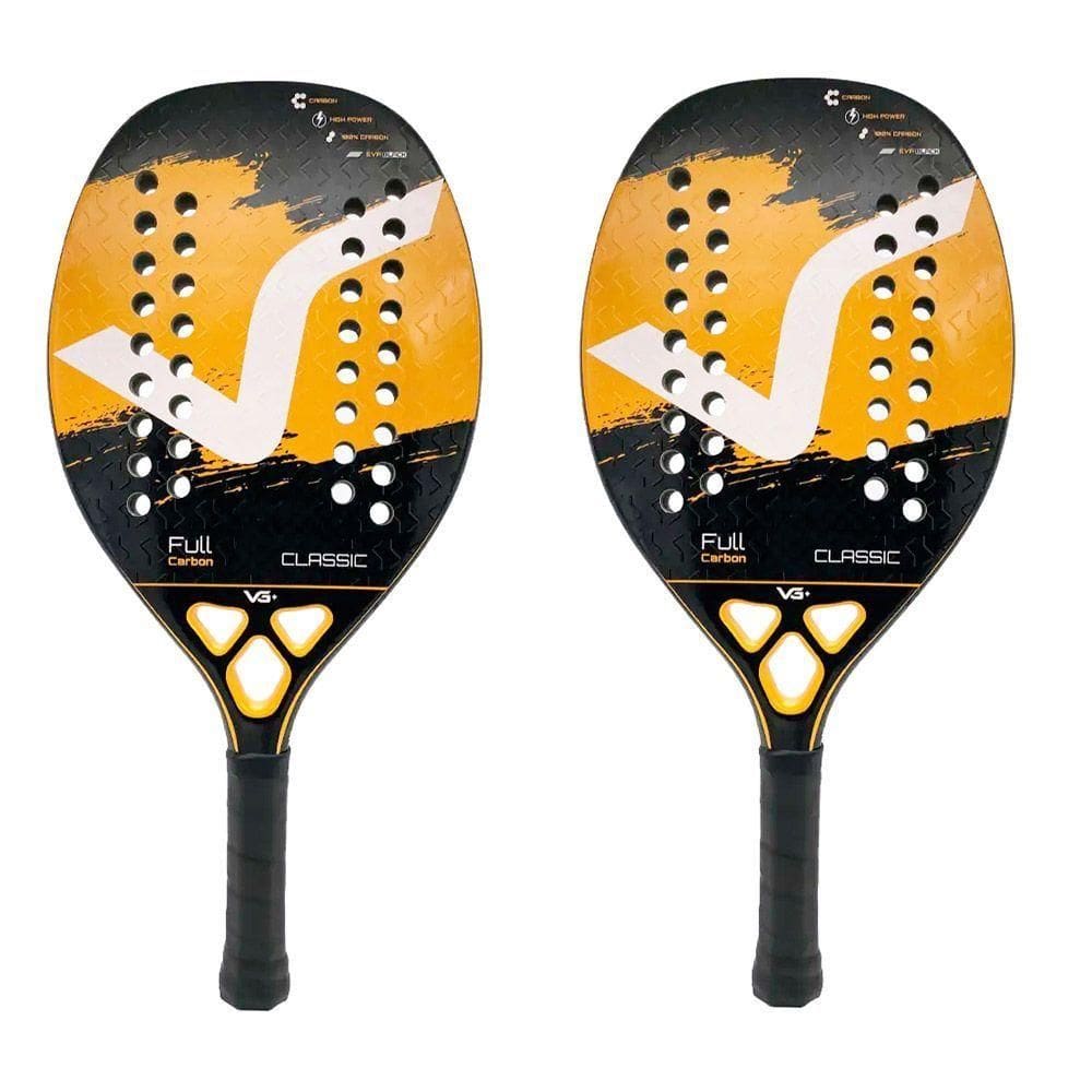 Kit Com 2 Raquetes De Beach Tennis Classic Full Carbon Vg Plus Laranja