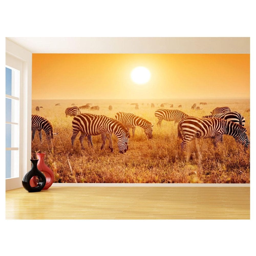 Papel De Parede 3D Animais Zebras Safári Savana 3,5M Anm580