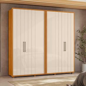 Roupeiro Miró 100% MDF ripado 6 portas e 4 gavetas - Cinamomo Off White - Madetec