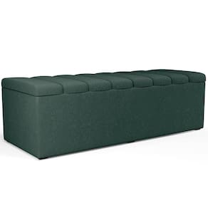 Calçadeira Recamier Baú Para Cama De Casal King Dália 195x50 Cm W01 Linho Verde Musgo - Lyam