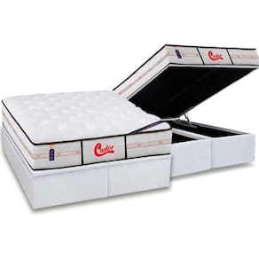 Cama Box Baú King: Colchão Molas Castor Gold Star Face+Base White(193X203)