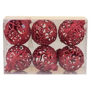 Kit 6 Bolas de Natal Arabesco Cazza Vermelha