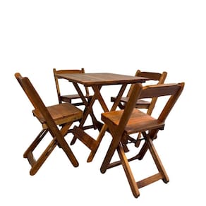Conjunto de Mesa Bar Madeira 75x70 com 04 Cadeiras Dobráveis