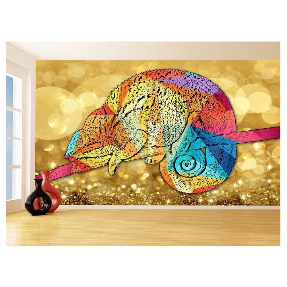 Papel De Parede 3D Animais Pop Art Camaleão Pet 3,5M Pxa19