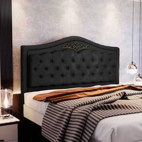 Cabeceira Holanda 1,40 M Casal Design Retro Speciale Home Preto Veludo