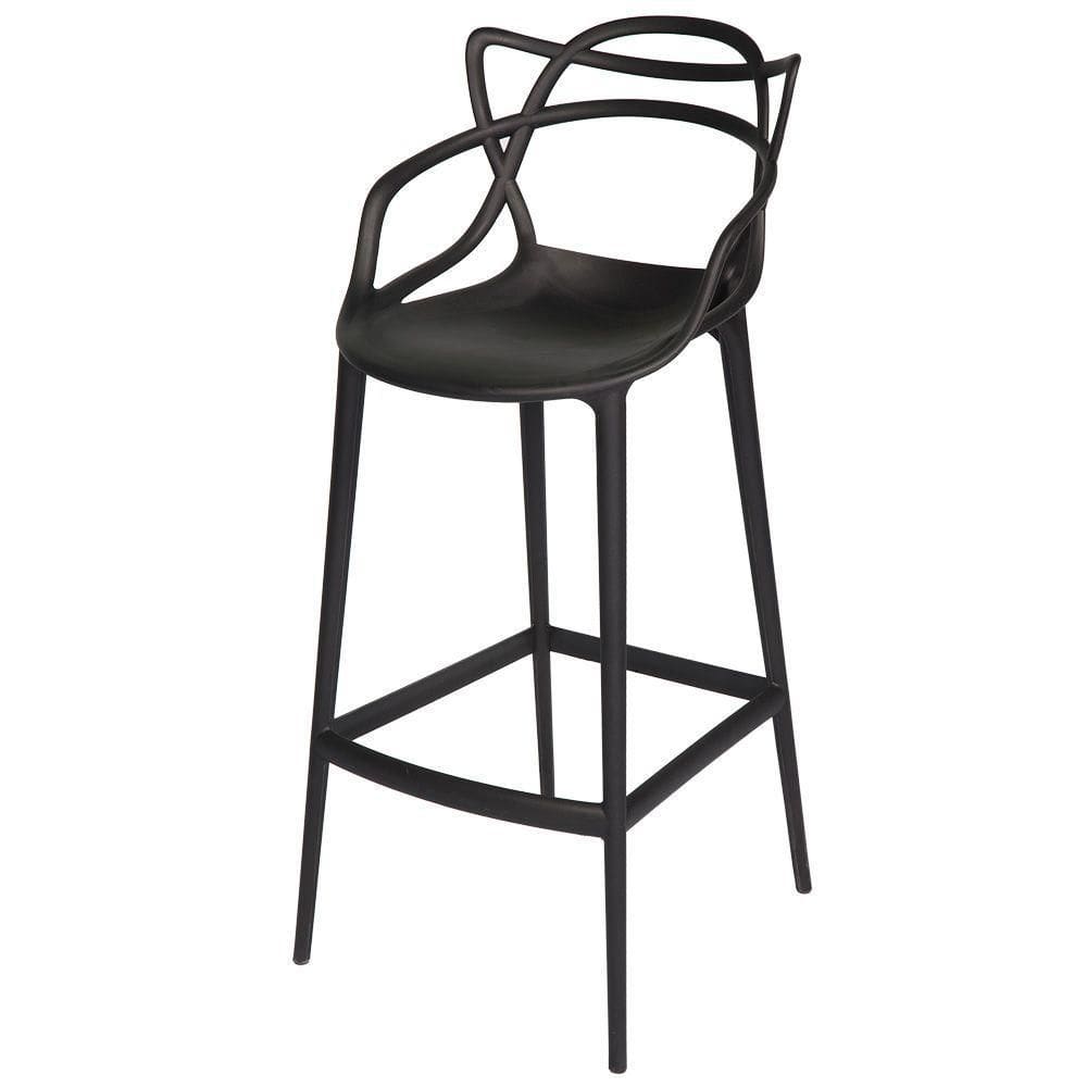 Kit 6 Banquetas Allegra Alta Master Preta Cozinha Americana Balcão Polipropileno