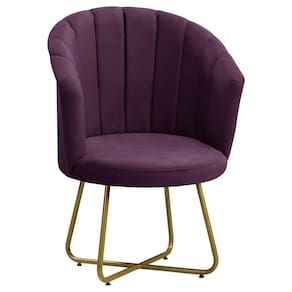 Poltrona Pérola Base De Metal Dourada Veludo - Star Confort Roxo
