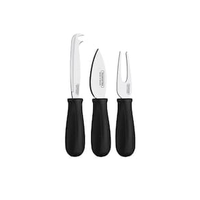 Faca e garfo para Queijos Tramontina Kit Inox Cabo Preto 3un