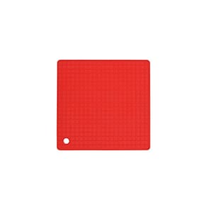 Descanso de Panela Suporte Silicone Quadrado Vermelho