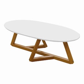 Mesa De Centro Sala De Estar Classic 90 cm Branco Nature Tebar
