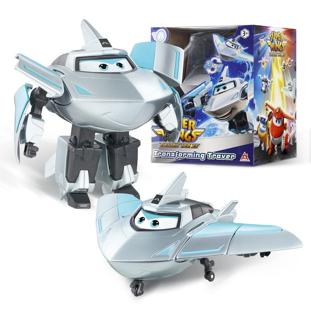 Brinquedos transformáveis Super Wings Traver Airplane 2 em 1