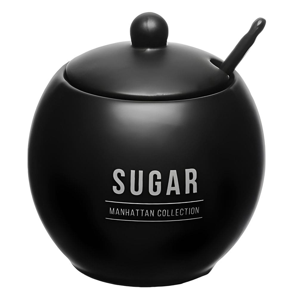 Açucareiro com Colher em Porcelana Manhattan Preto 350ml